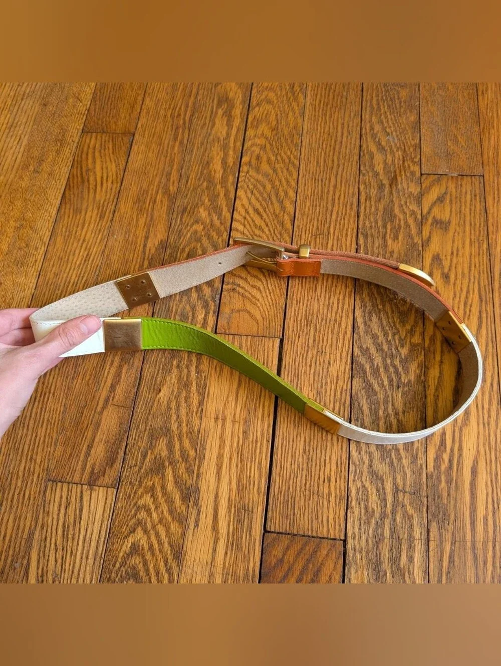 Vintage 90's Retro Colorblock Leather Belt